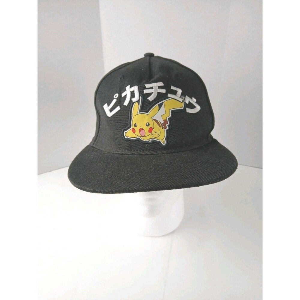 Pokémon Pikachu Katakana Hat Vintage Black Snapback Nintendo